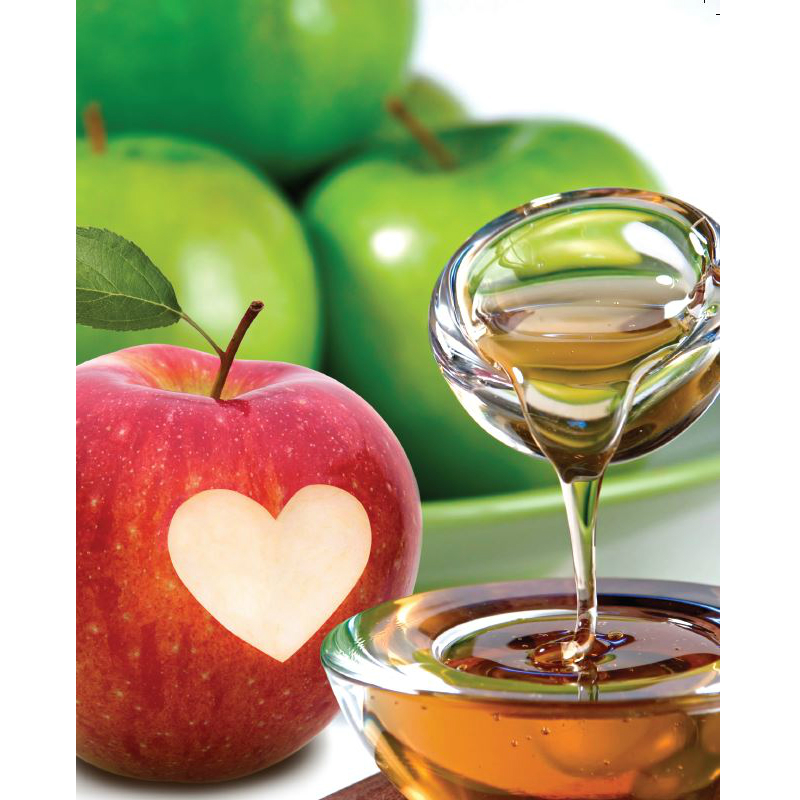 Rosh Hashanah Cards- Pack of 10 Apple & honey Heart Design - Shaare Zedek